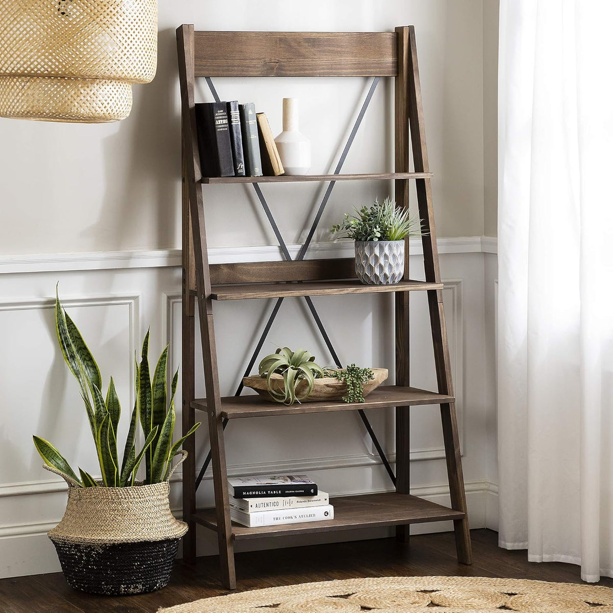 Brown 4 Shelves Wood Bookcase N4921