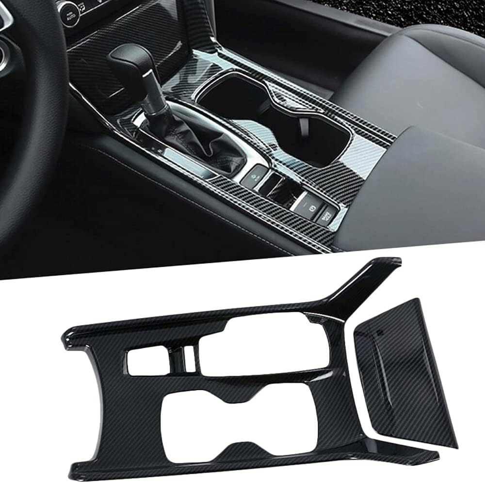 ABS Carbon Fiber Style Gear Shift Panel Cover Water Cup Holder Cover O75240