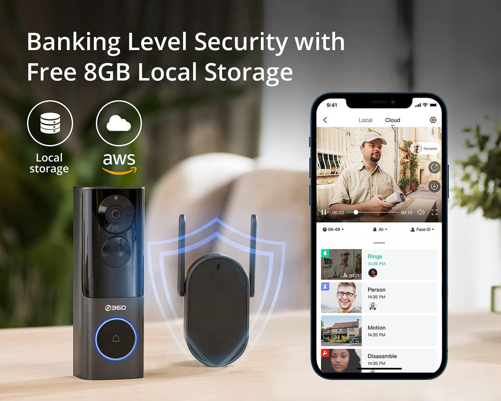 2K 5MP Wireless Video Doorbell with Chime E971