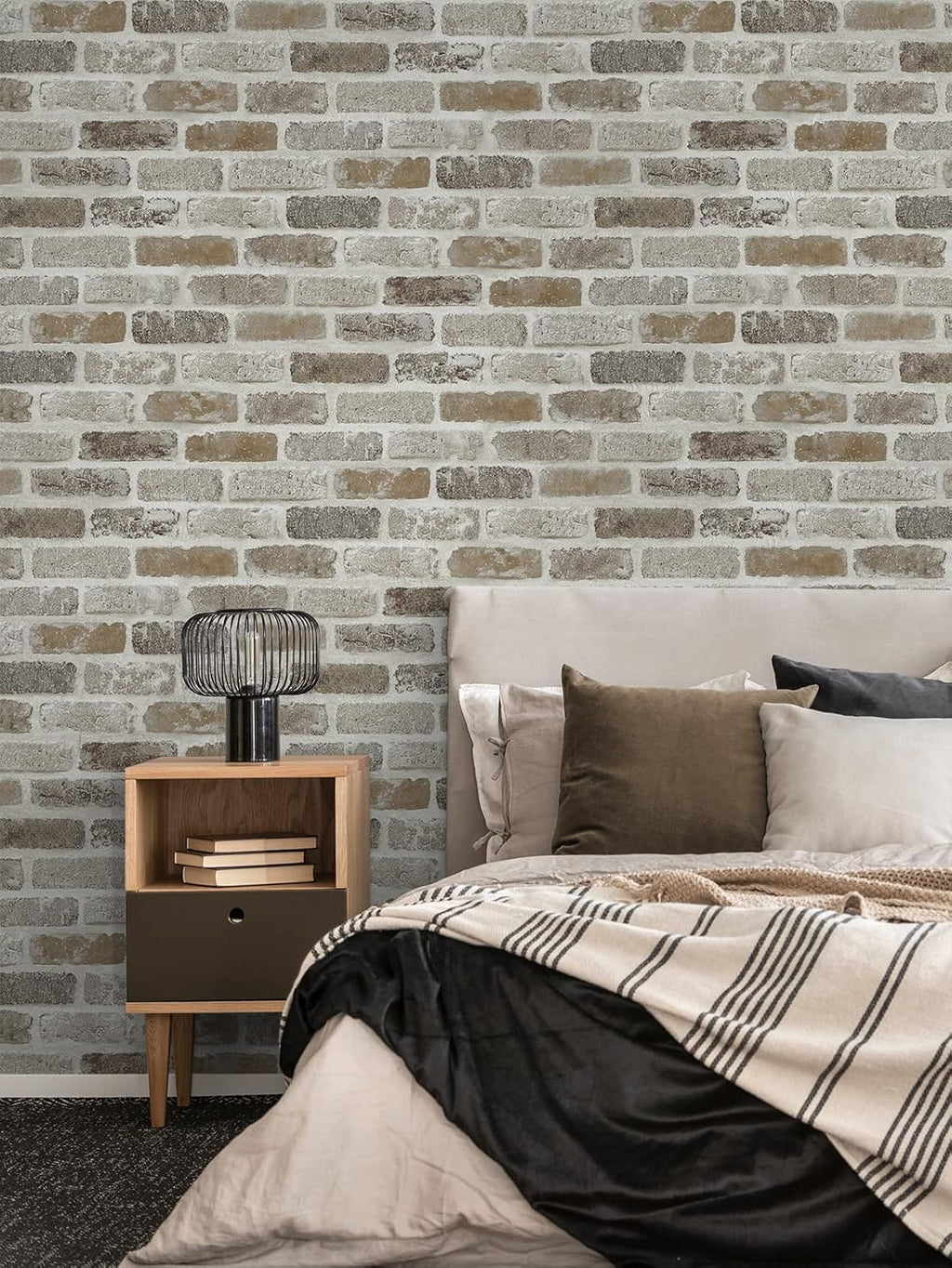 Washed Faux Brick Peel and Stick Wallpaper N596