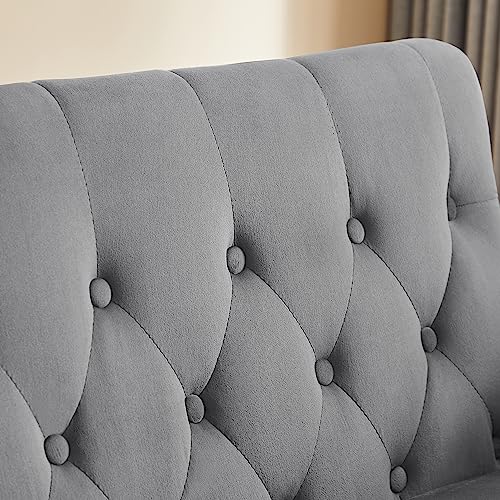 Gray Velvet Button Tufted Futon Sofabed E97817
