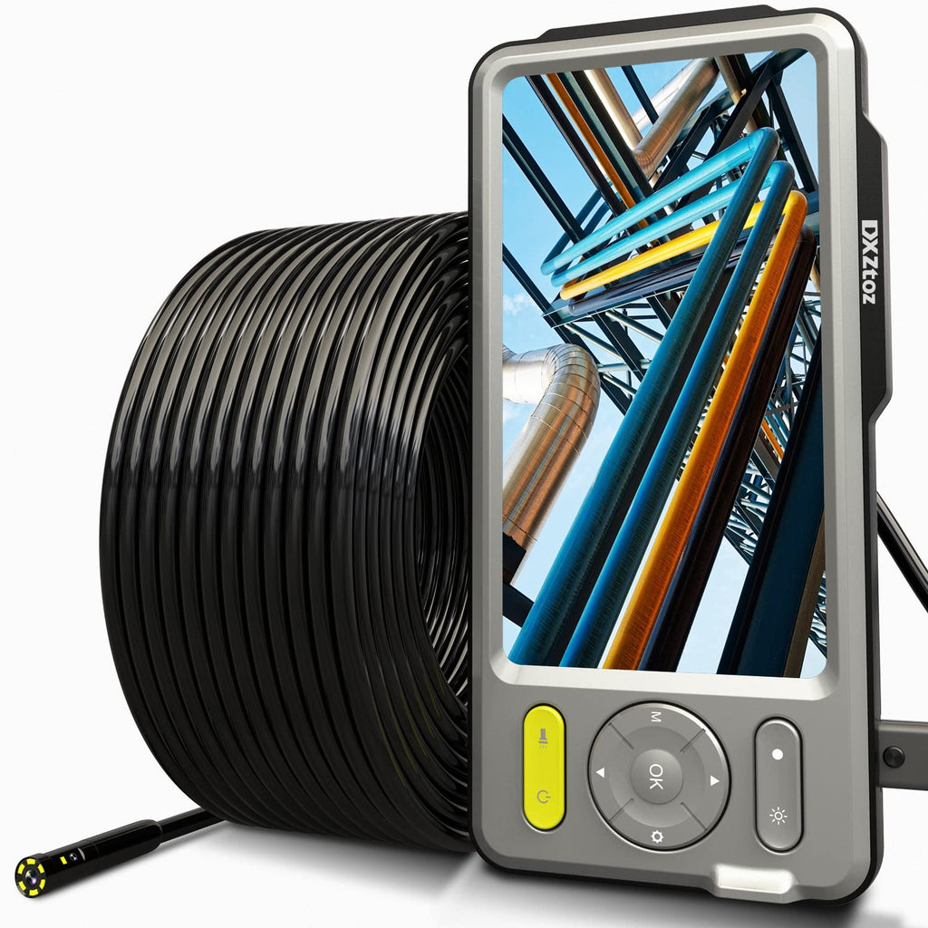 50FT Dual-Lens Industrial Endoscope 5'' IPS Screen Waterproof with Light B9220