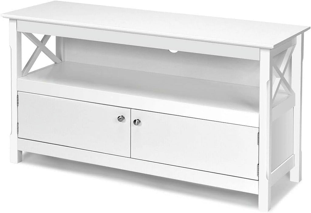 White TV Stand Cabinet with 2 Cupboards M521597
