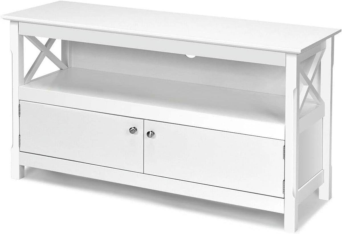 White TV Stand Cabinet with 2 Cupboards M521597