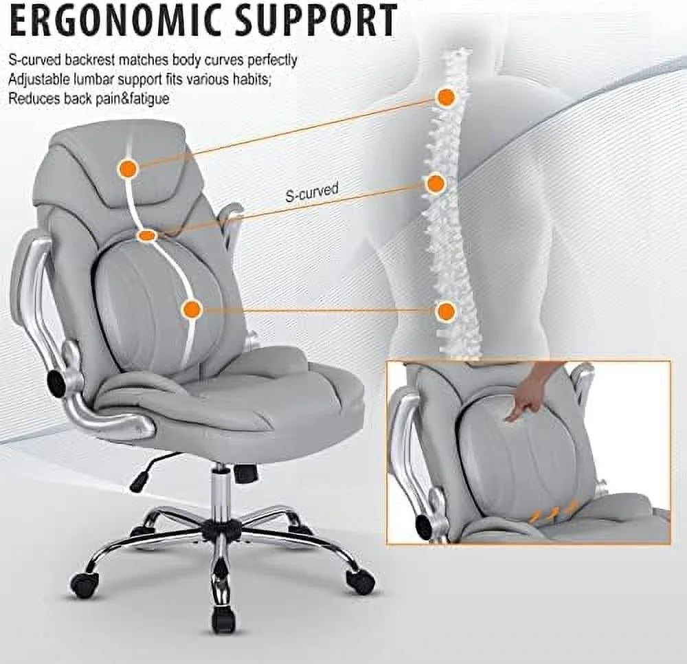 Executive Ergonomic PU Leather Office Chair with Lumbar Support Q936