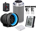 8 Inch 500 CFM Inline Carbon Filter with Fan Speed Controller and Temperature Humidity Monitor S72172