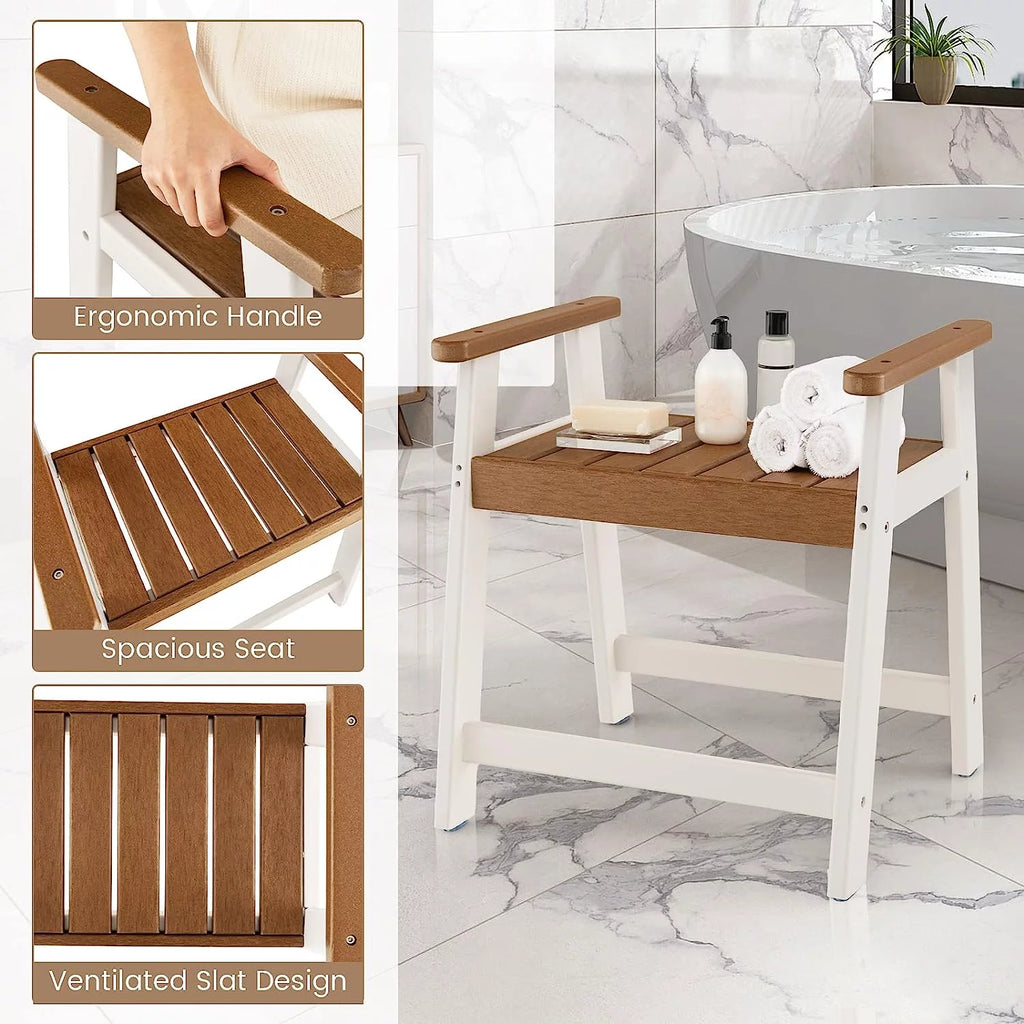 Waterproof HDPE Shower Bench with Arms M974282