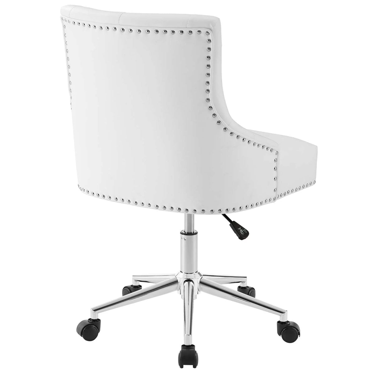 White Tufted Faux Leather Swivel Office Chair L2299