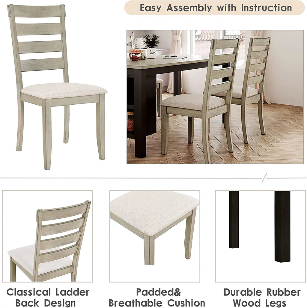 5-Piece Wood Dining Table Set with Padded Chairs F688