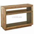 Slim Reclaimed Wood Console Table with Storage Shelves M774
