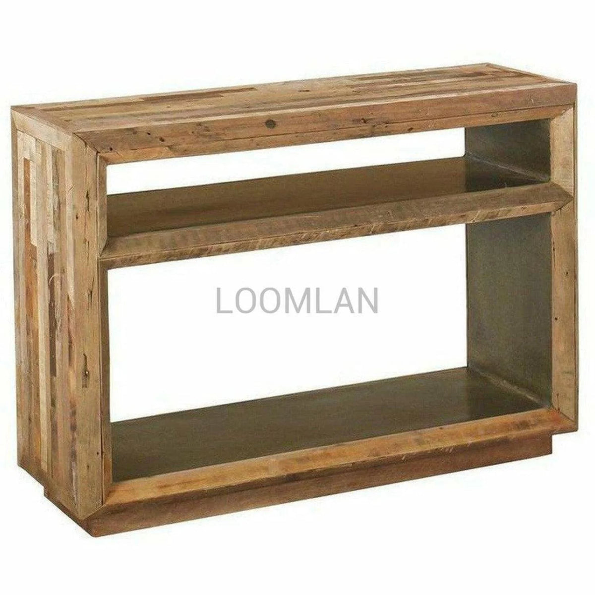 Slim Reclaimed Wood Console Table with Storage Shelves M774