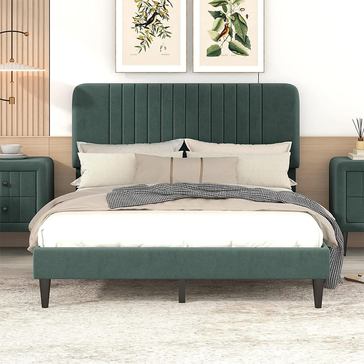 Queen Size Upholstered Platform Bed Frame with Headboard X293032