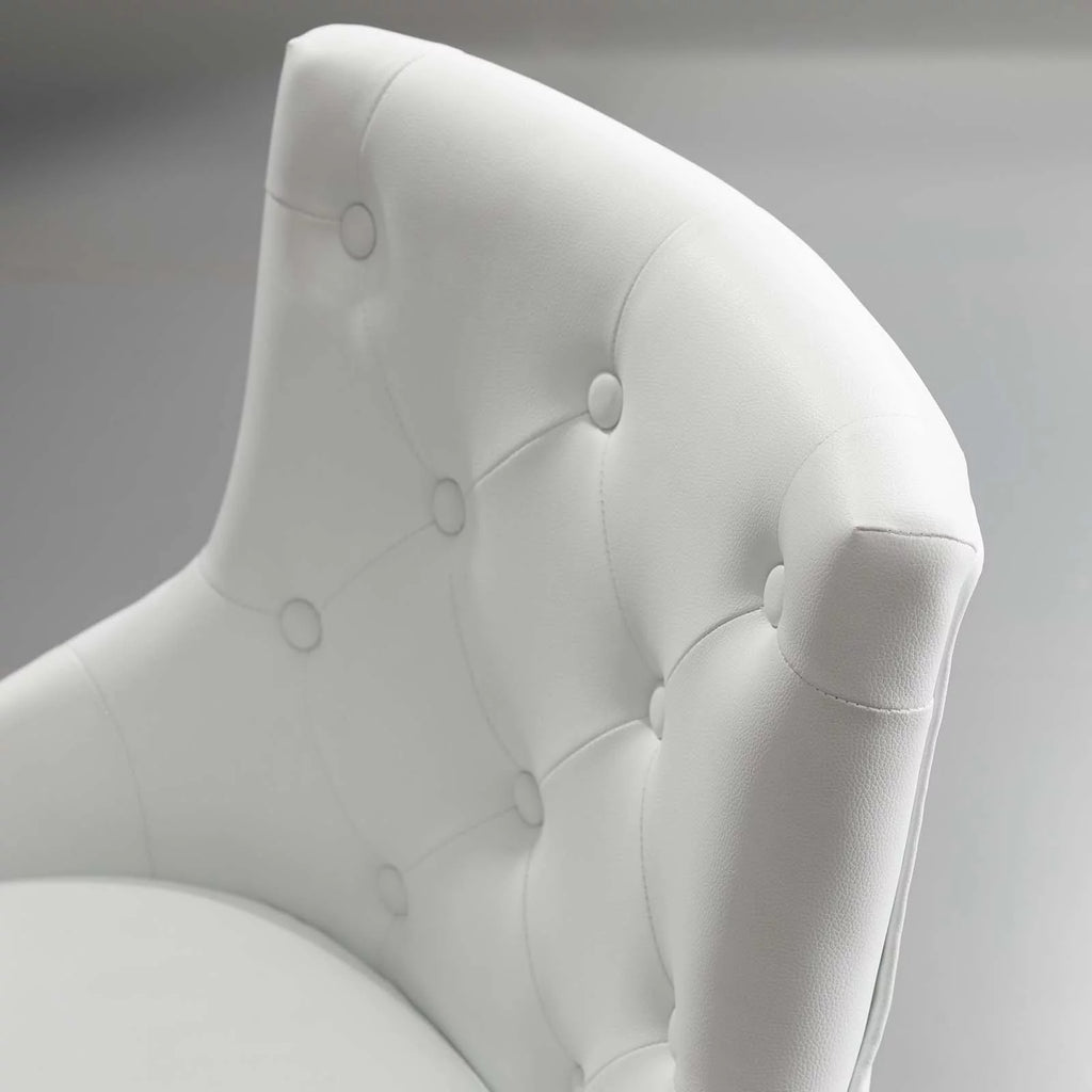White Tufted Faux Leather Swivel Office Chair L2299