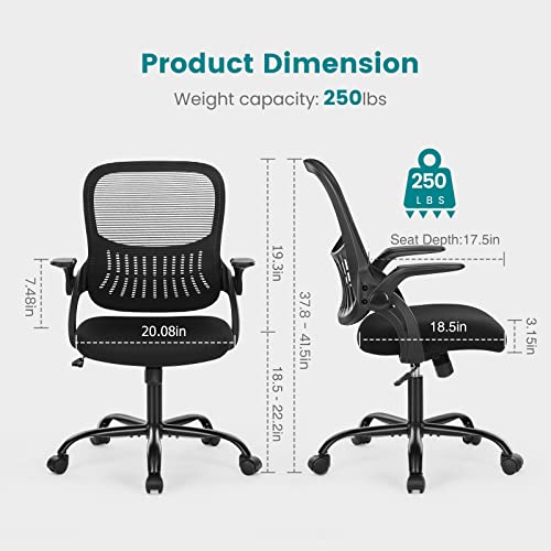 Mid Back Ergonomic Mesh Office Chair with Lumbar Support and Armrests U787614