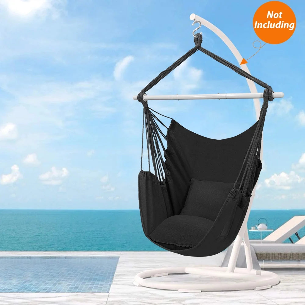 Large Cotton Hammock Chair Swing with Cushions J9920