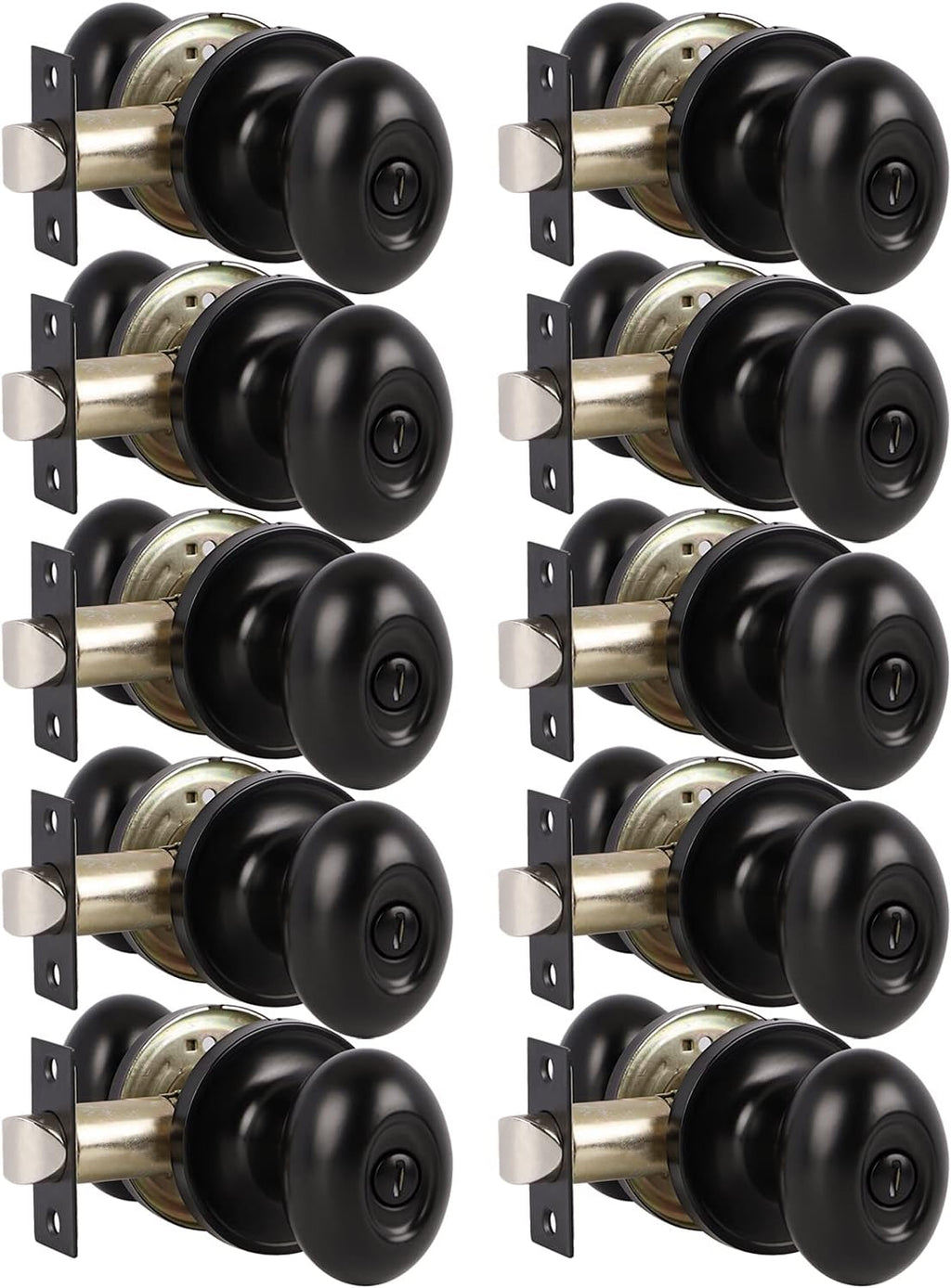 6 Pack Black Oval Privacy Door Knobs D54396