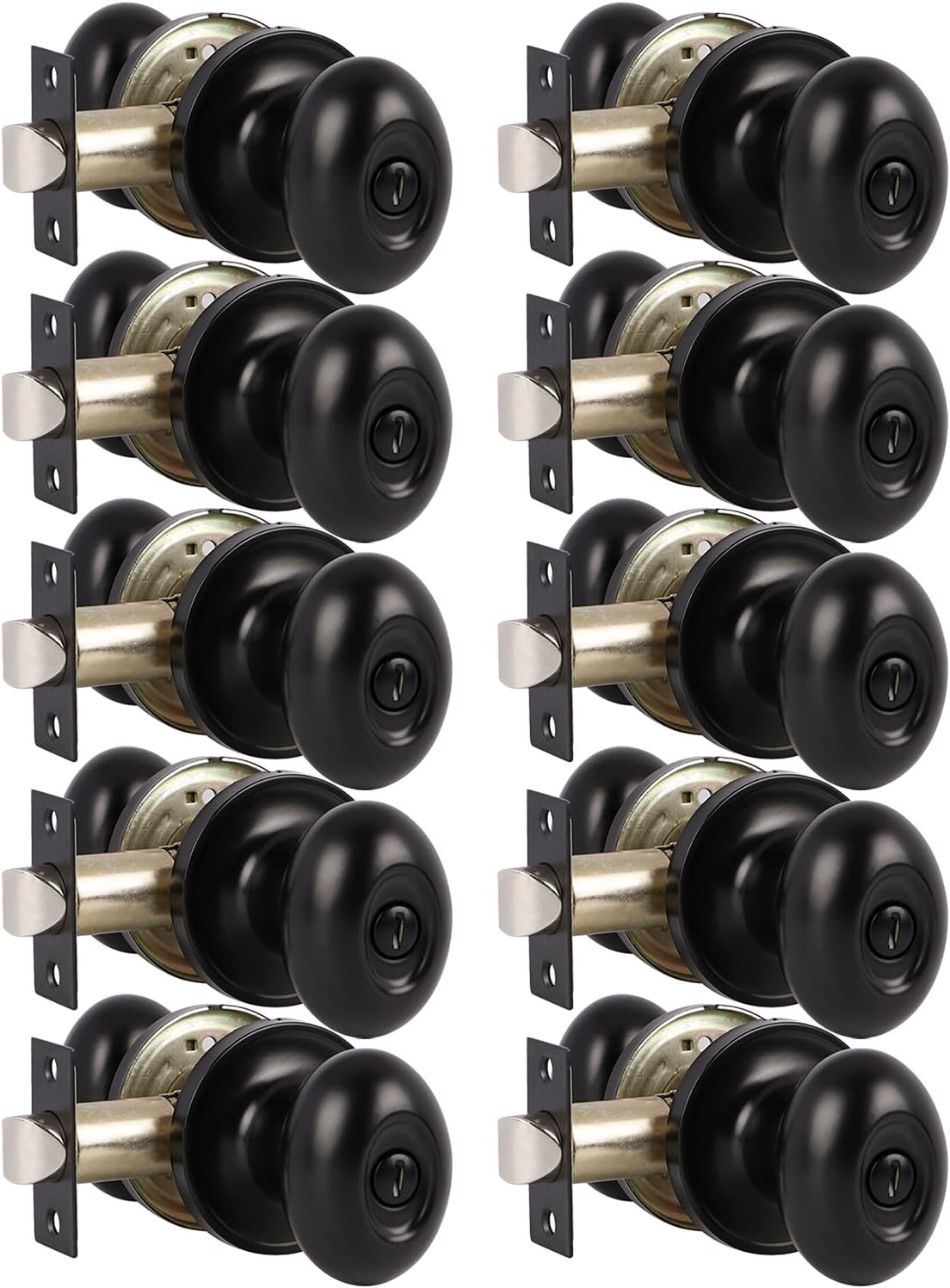 6 Pack Black Oval Privacy Door Knobs D54396