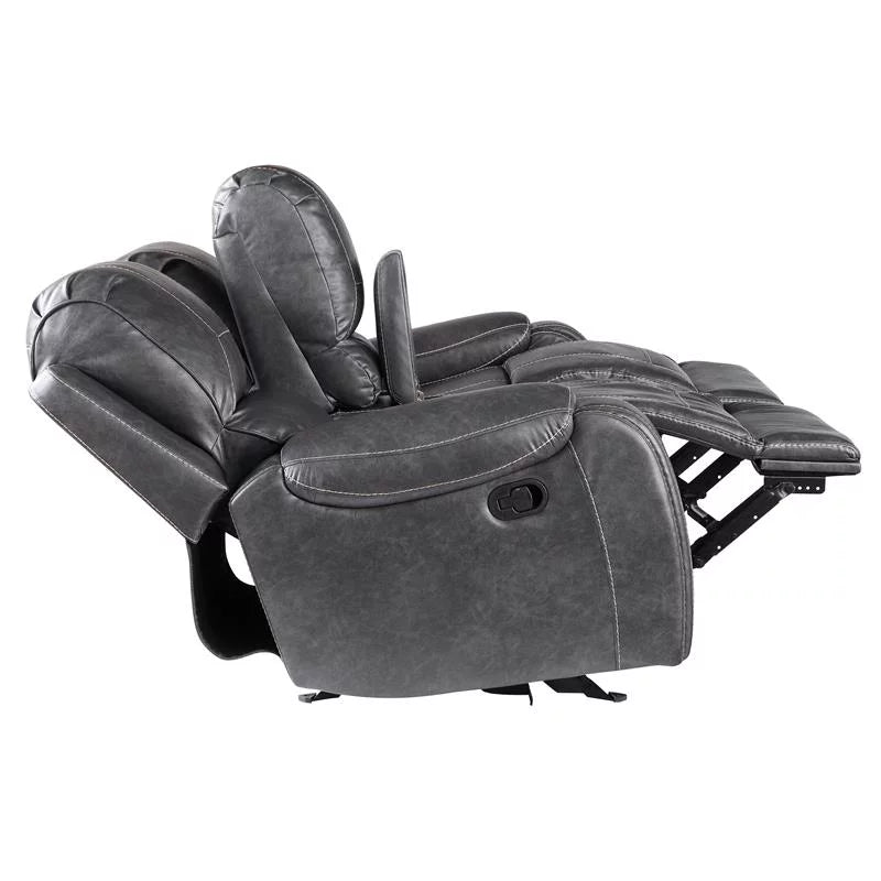 Gray Faux Leather Manual Reclining 3-Piece Motion Set S771760