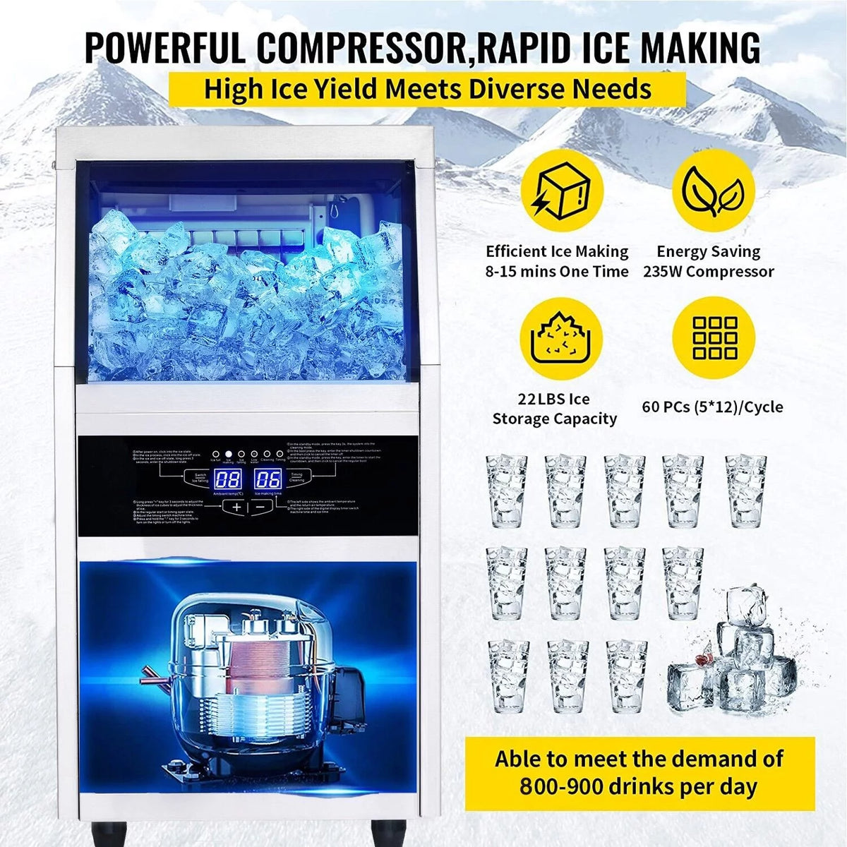 150lb Stainless Steel Commercial Ice Maker N43536