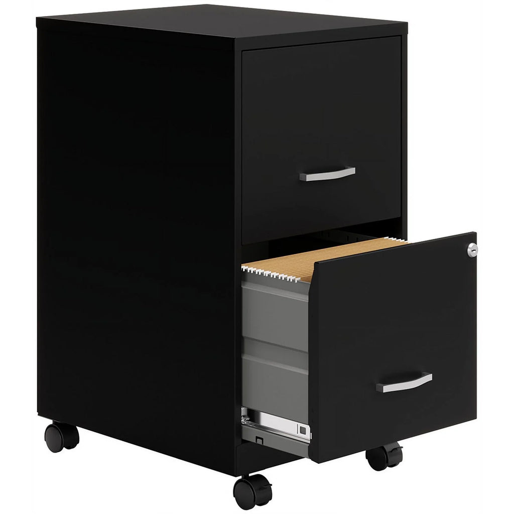18" 2 Drawer Mobile Metal File Cabinet - Black Q52750
