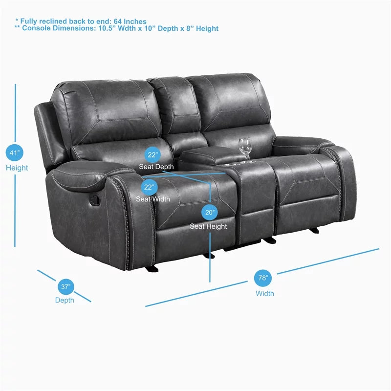Gray Faux Leather Manual Reclining 3-Piece Motion Set S771760