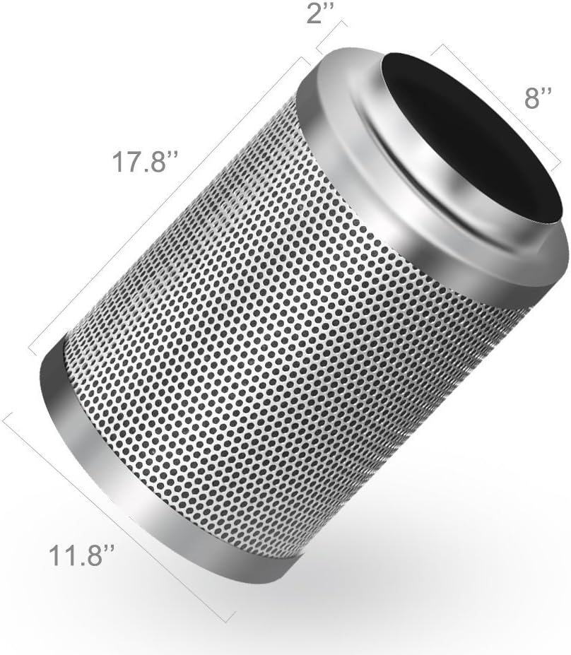 8 Inch 500 CFM Inline Carbon Filter with Fan Speed Controller and Temperature Humidity Monitor S72172