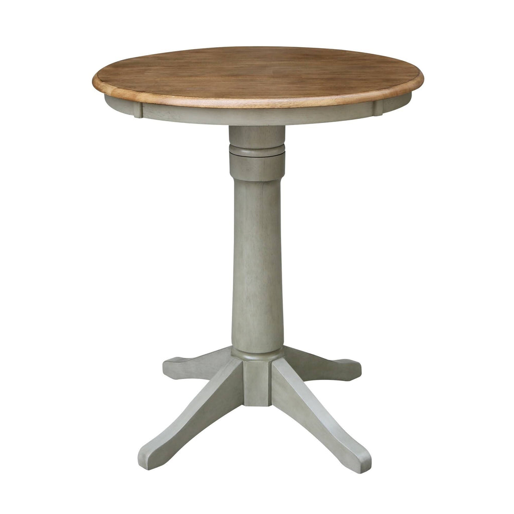 30 in. Round Pedestal Gathering Table with 2 Counter Height Stools Hickory F5859