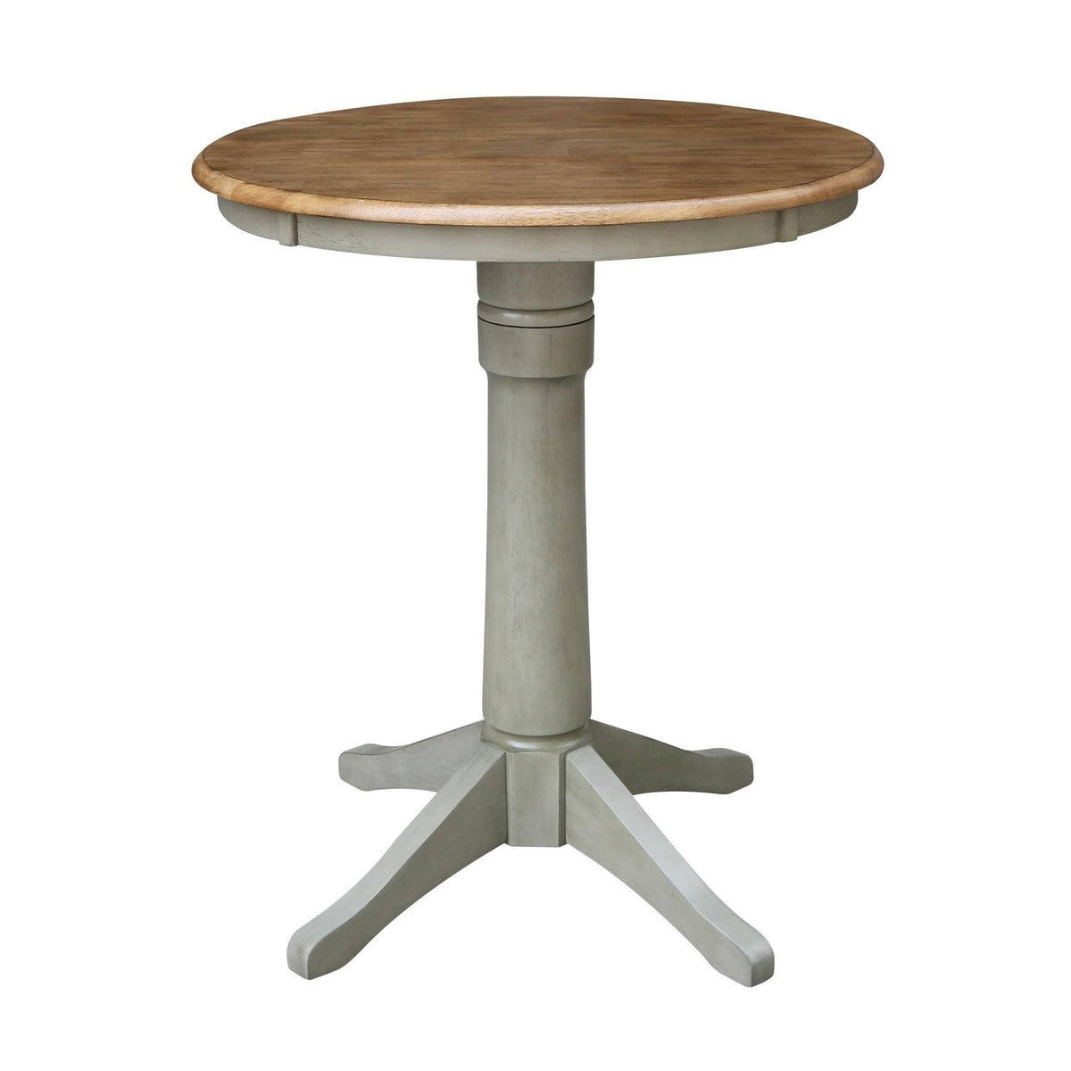 30 in. Round Pedestal Gathering Table with 2 Counter Height Stools Hickory F5859