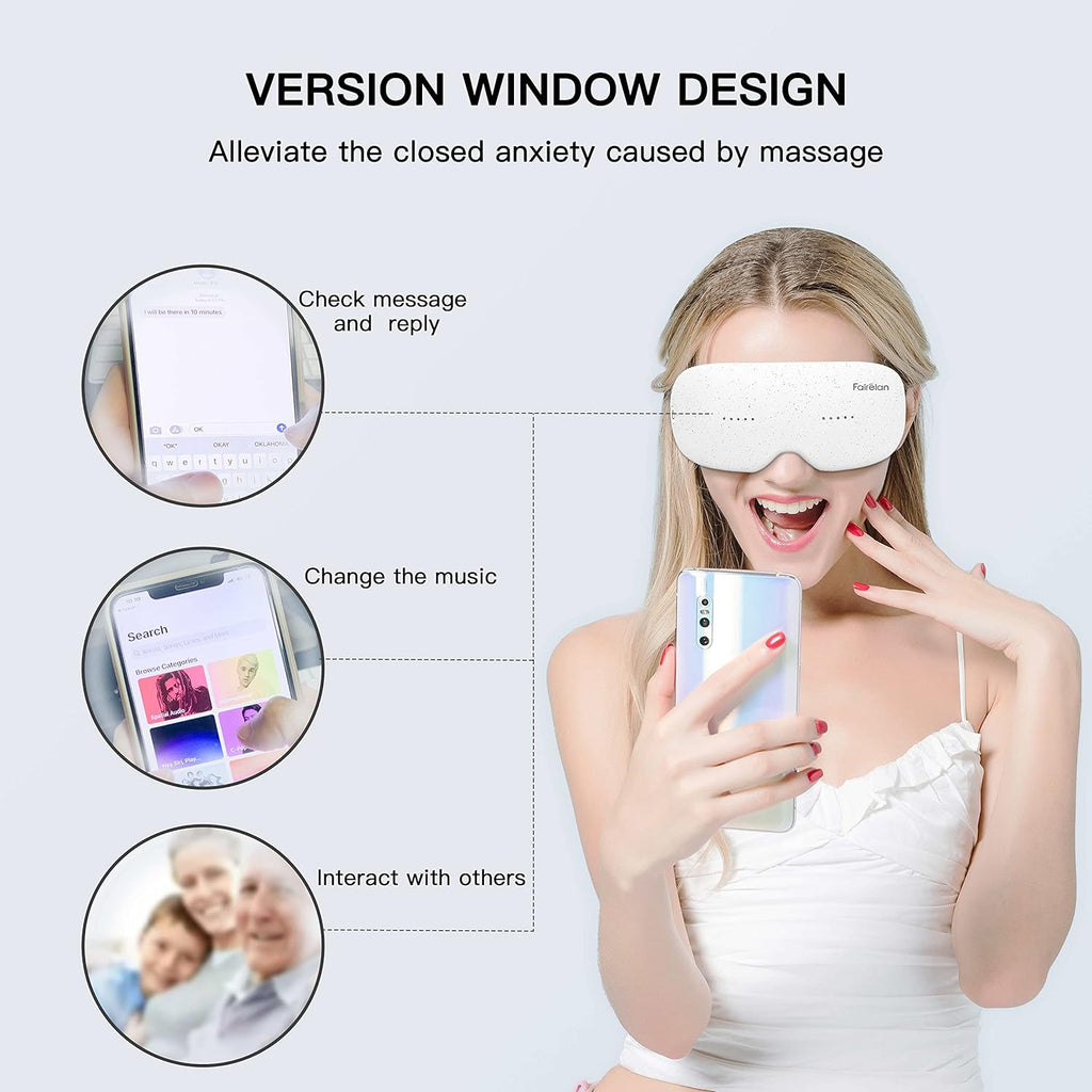 Eye Massager with Heat, Vibration, Vision Window, 3 Modes, Bluetooth Music, USB Rechargeable H901974