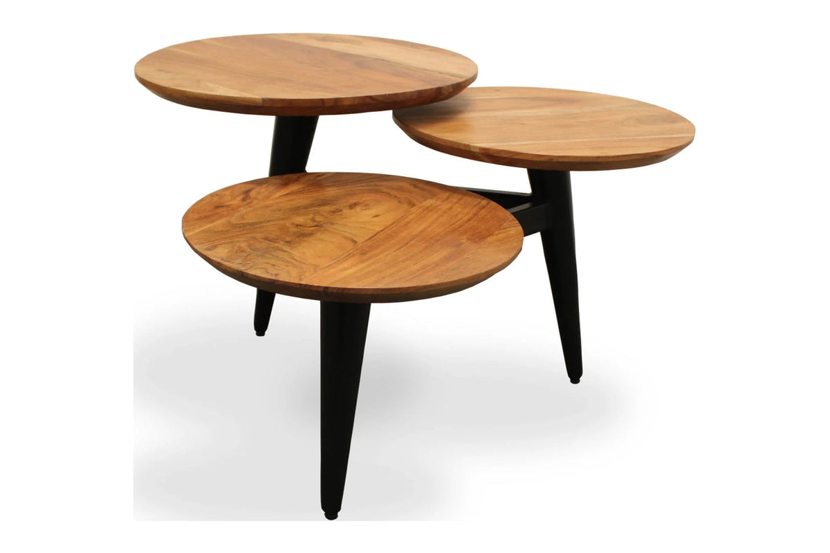 Black Brown Solid Wood Round Coffee Table A1289