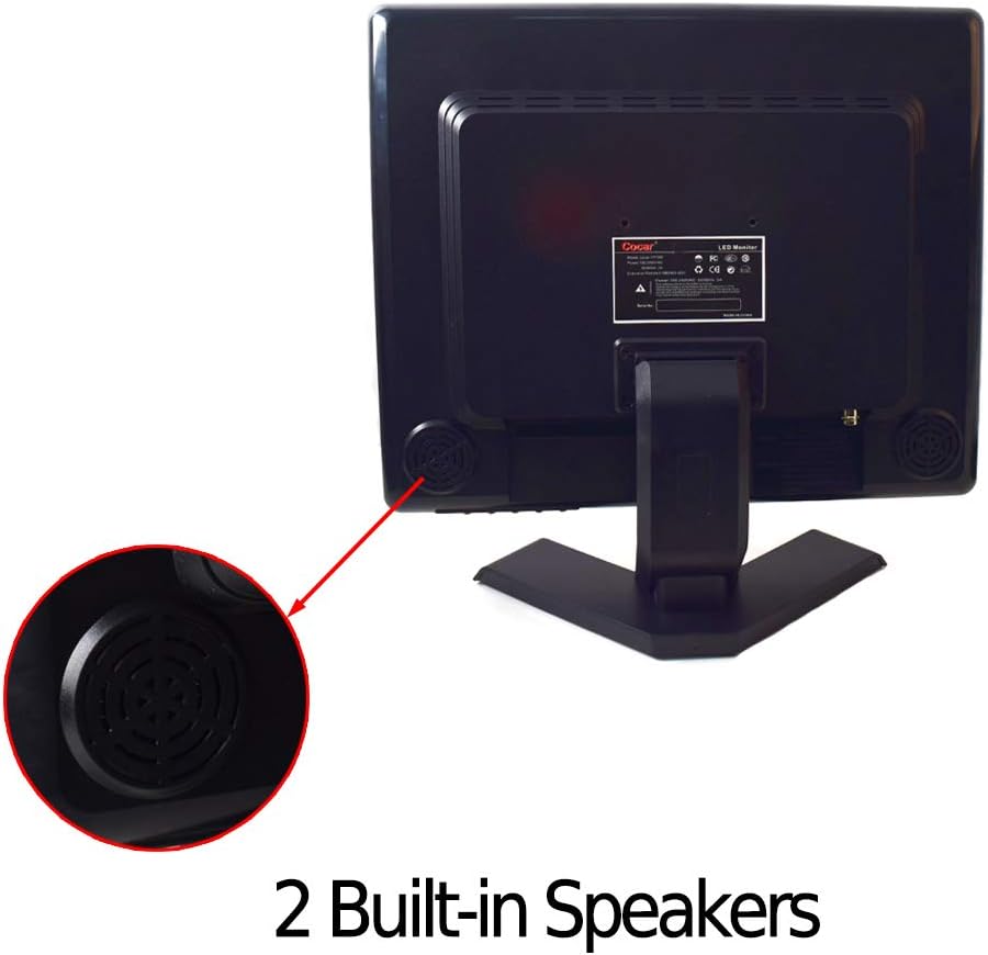 12 Inch LCD Security CCTV Monitor VGA HDMI AV BNC 4:3 HD Display LED Backlight Screen with USB Drive Player 800x600 Resolution Built-in Speaker Audio in/Out G3415