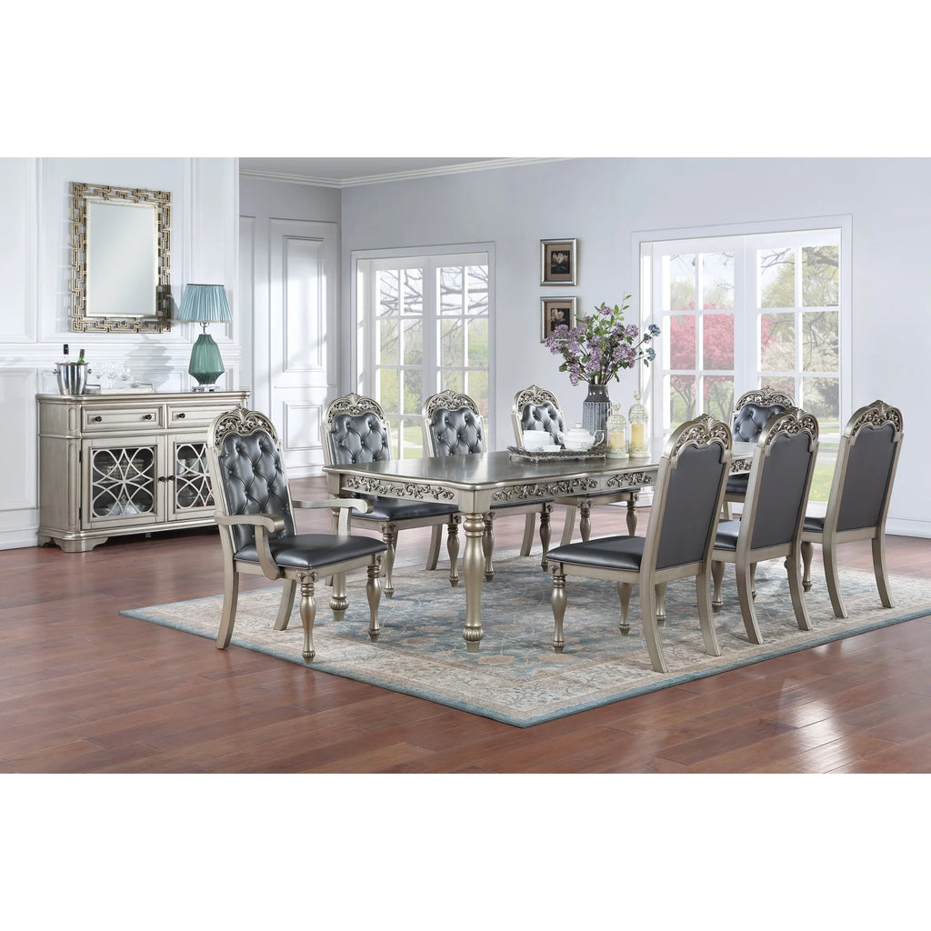 Grey Silver Rubberwood Upholstered Dining Chairs Set of 2 Z326337