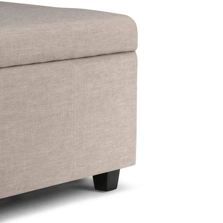 Distressed Black Faux Leather Storage Ottoman C353