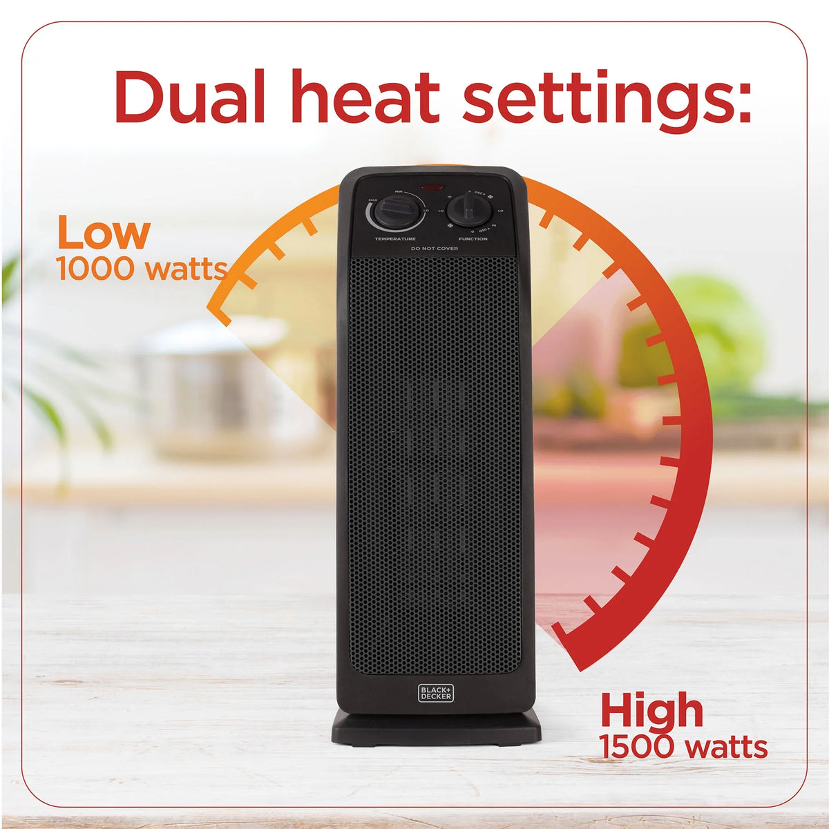 Black Oscillating Ceramic Tower Space Heater L643545