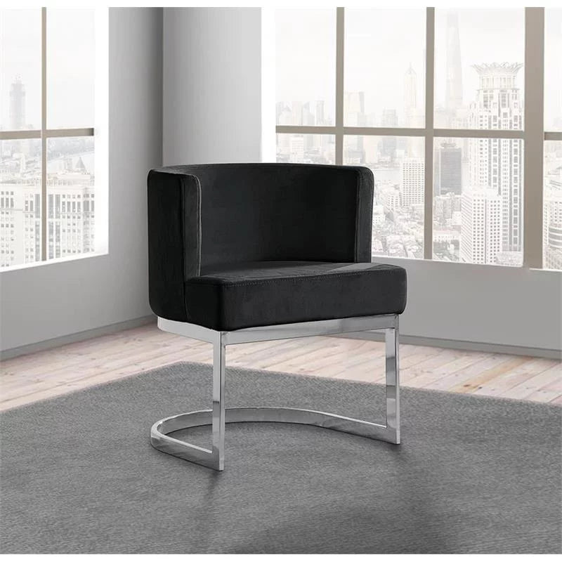 Black Velvet Accent Chair with Chrome Base W3769