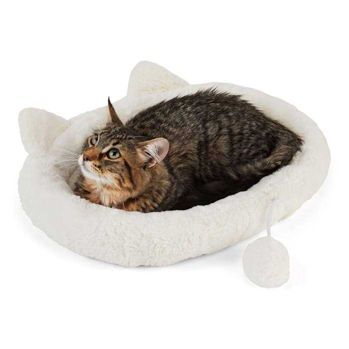 Ivory Cat Head Oval Snuggler Bed F62469
