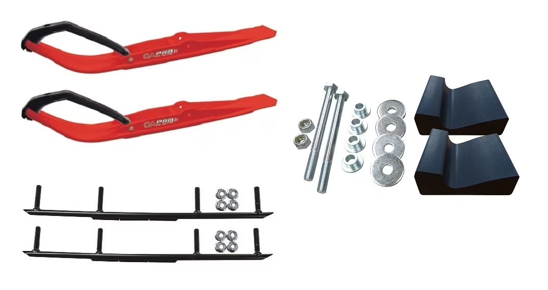 Red Razor Snowmobile Skis with 6" Round Bars Complete Kit G58415