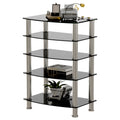 5-Tier Black Tempered Glass Side Table V90640
