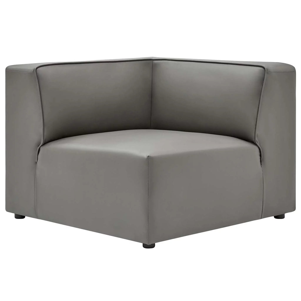 Grey Faux Vegan Leather Sectional Sofa Set I5938