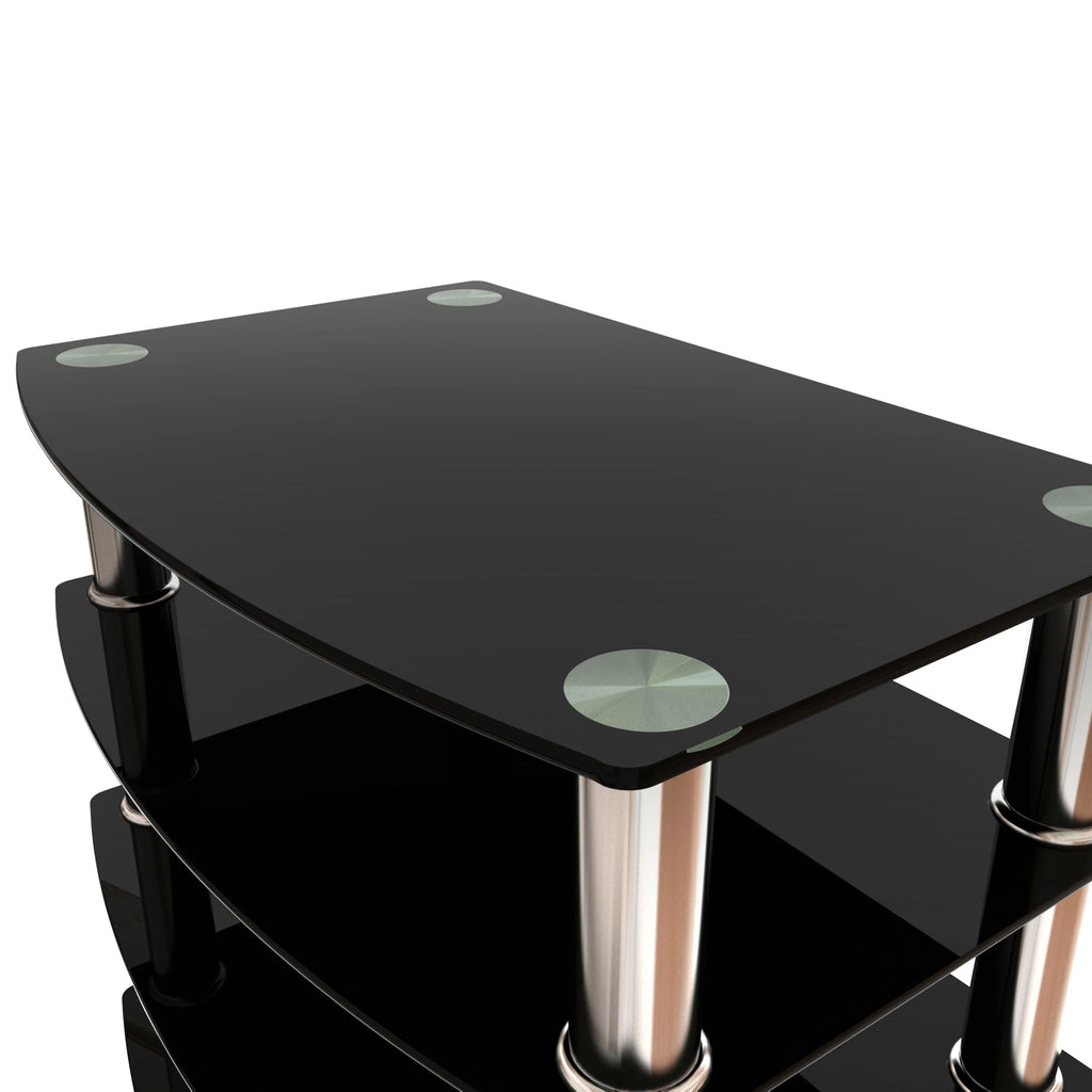 5-Tier Black Tempered Glass Side Table V90640