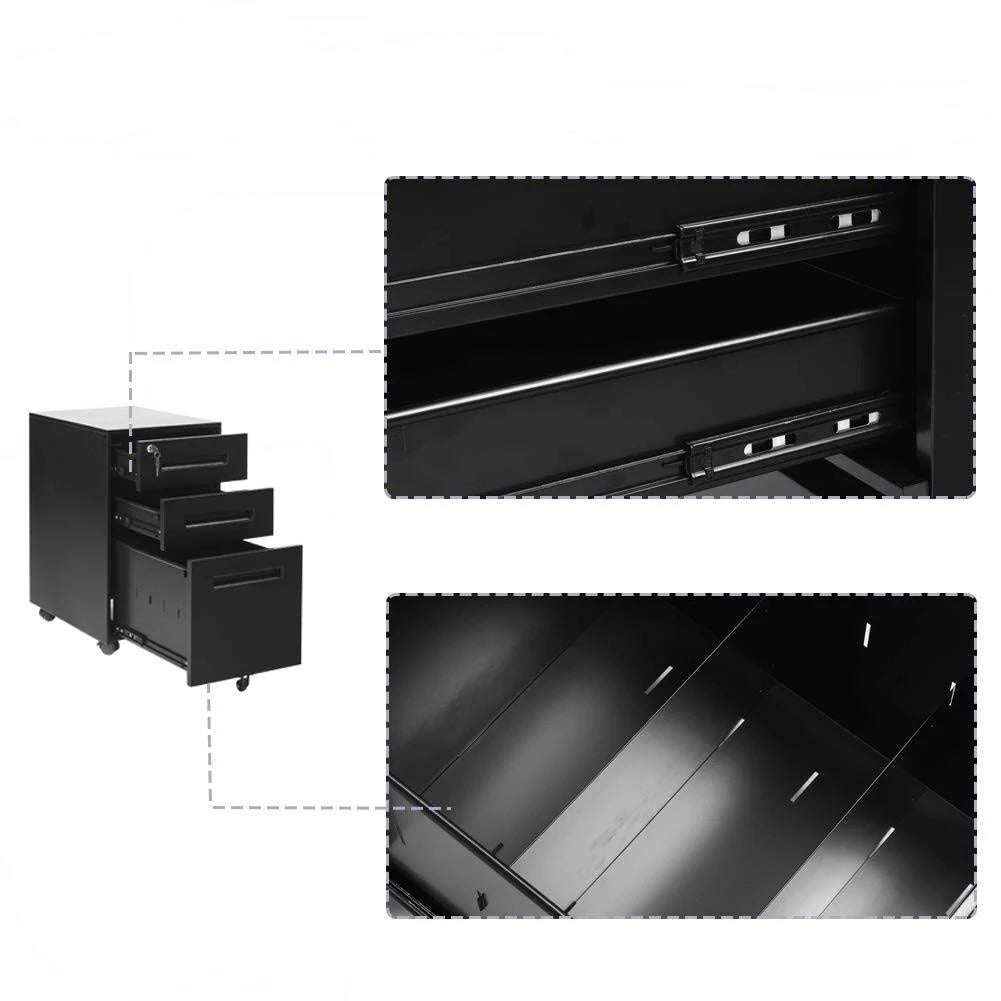 3 Drawer Rolling Metal Locking File Cabinet Q247379