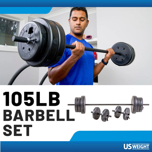 105 lb Barbell and Dumbbell Weight Set with 6-foot Bar O11678