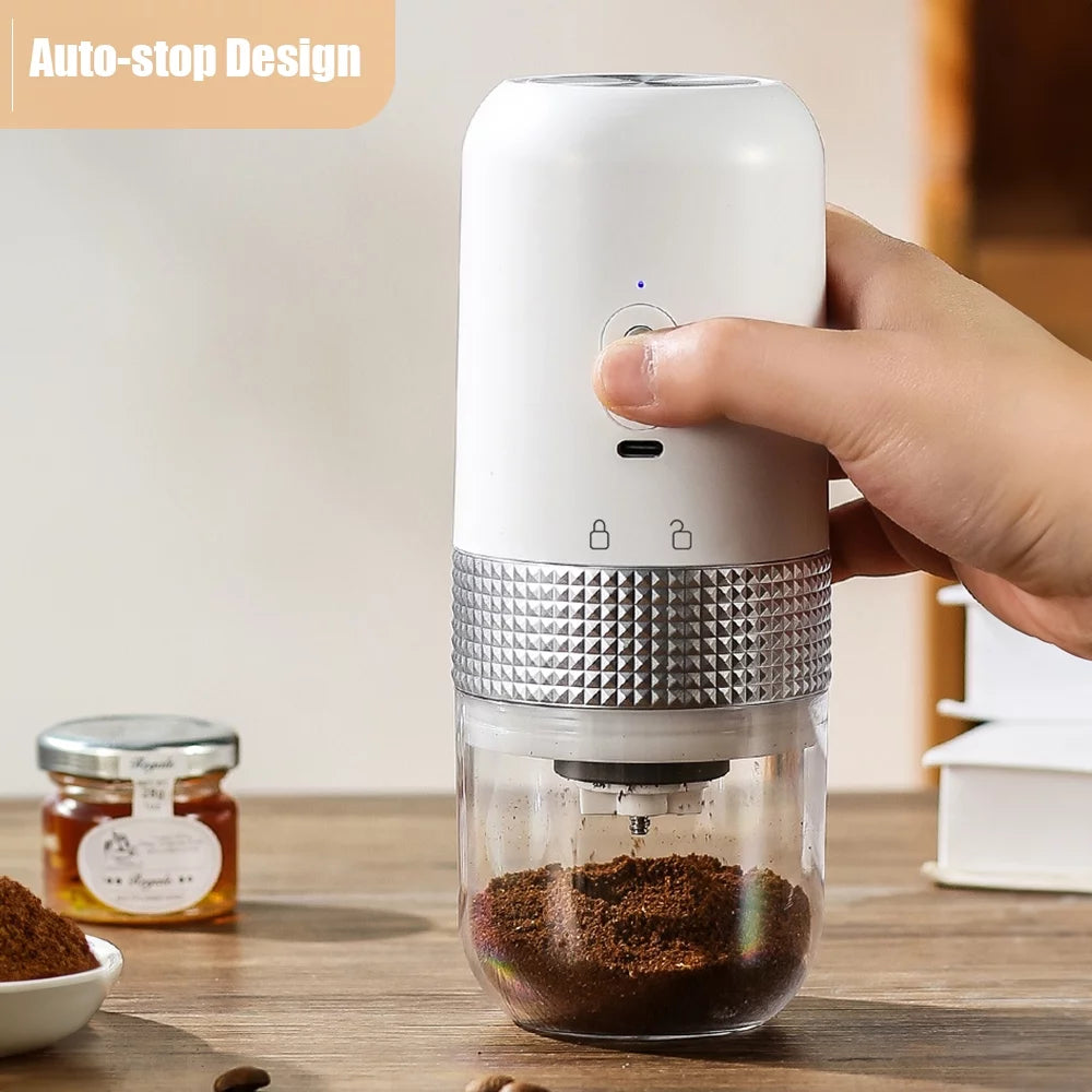 Portable Electric Burr Coffee Grinder 13W 200ml USB Rechargeable Adjustable Cordless W74665