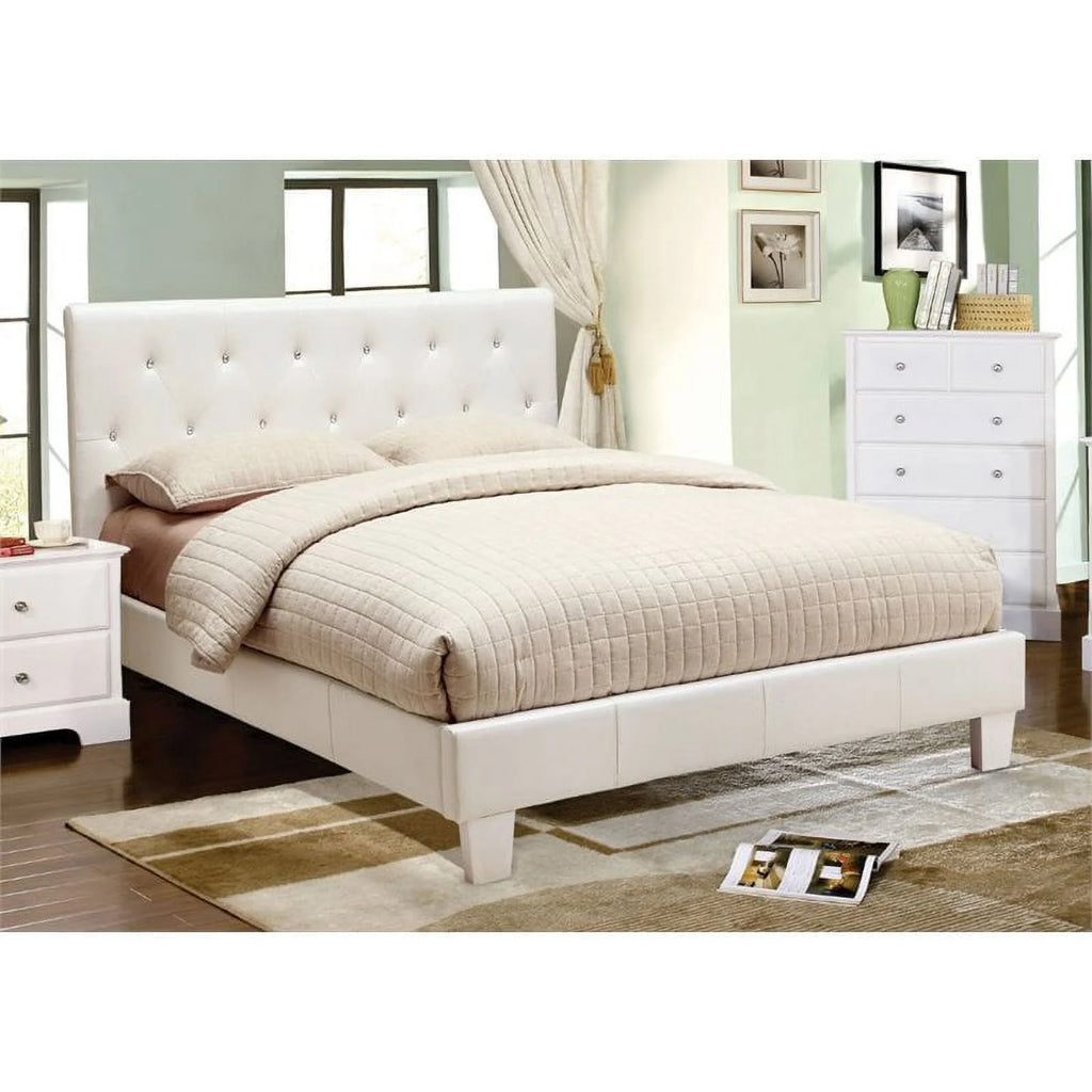White Faux Leather Queen Platform Bed T8088