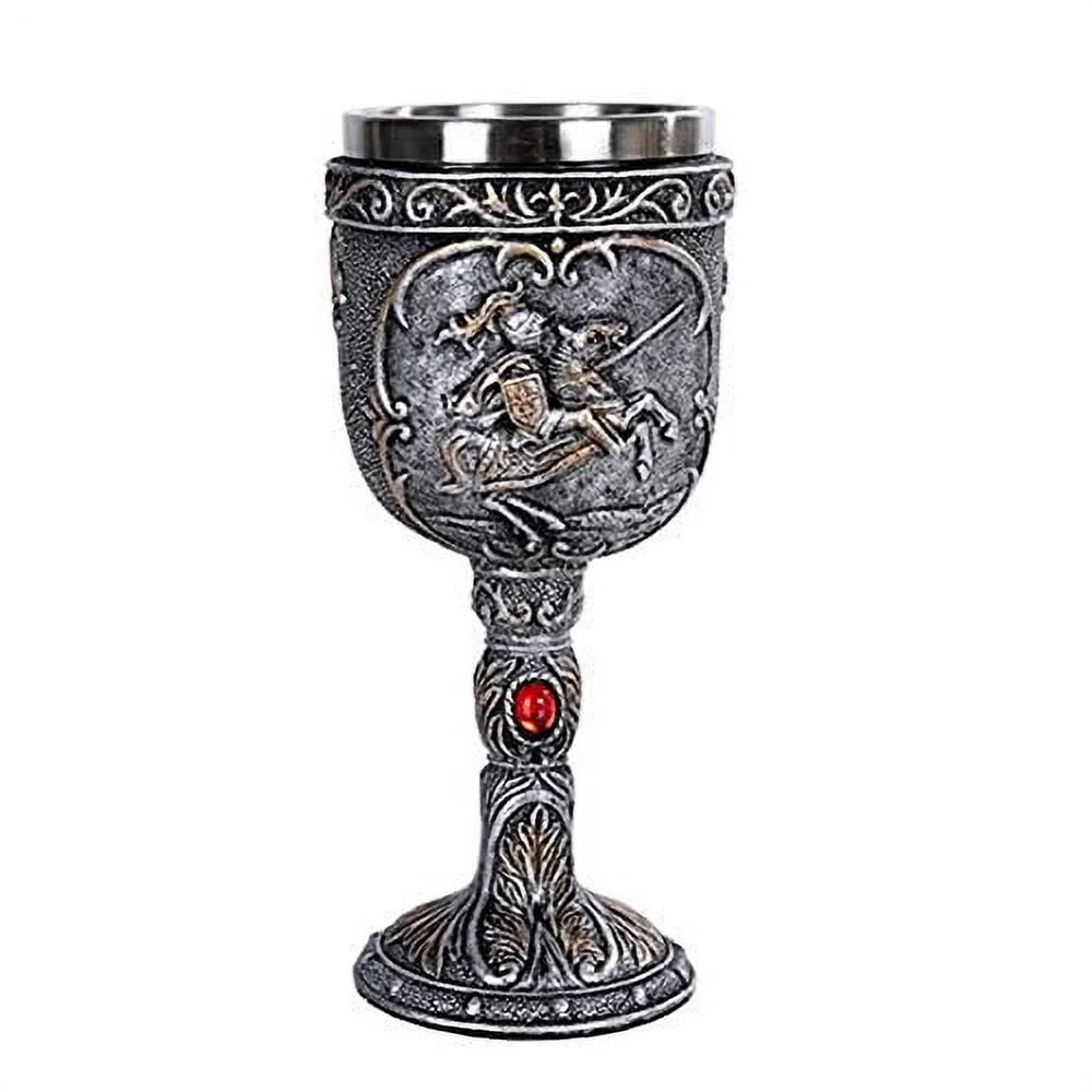 Polyresin Wine Goblet with Stainless Steel Rim T1238