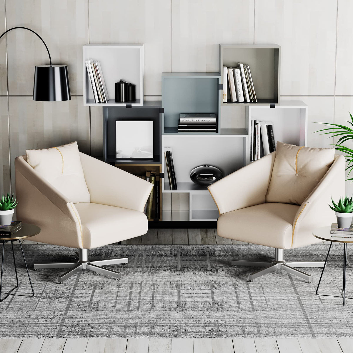 Modern Upholstered Swivel Accent Chair with Metal Legs U209