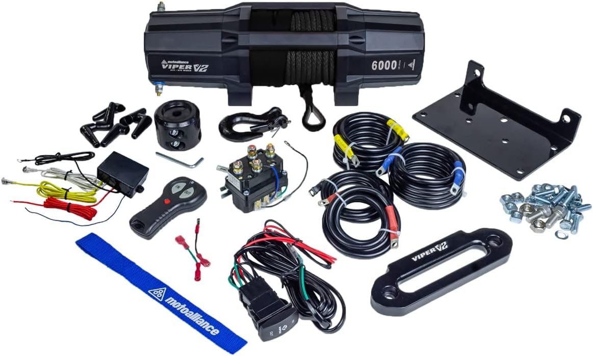 6000lb UTV Winch with 60 feet Black Rope, Wireless Remote Y151596