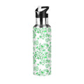 Green Peony Floral Stainless Steel Insulated Water Bottle with Straw Lid P5970