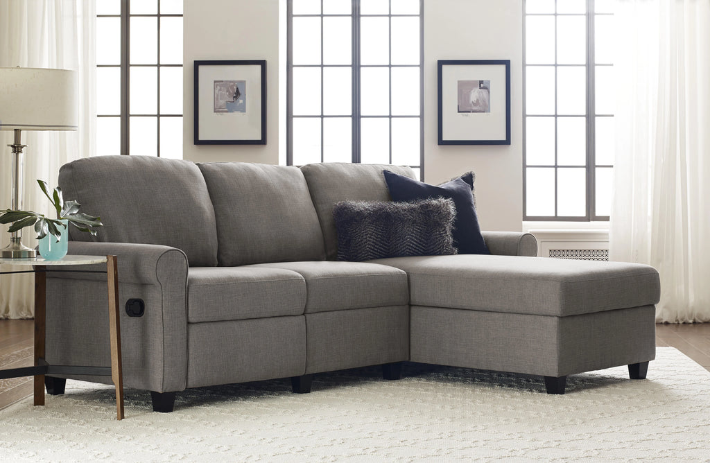 Gray Reclining Sectional with Storage Chaise L905
