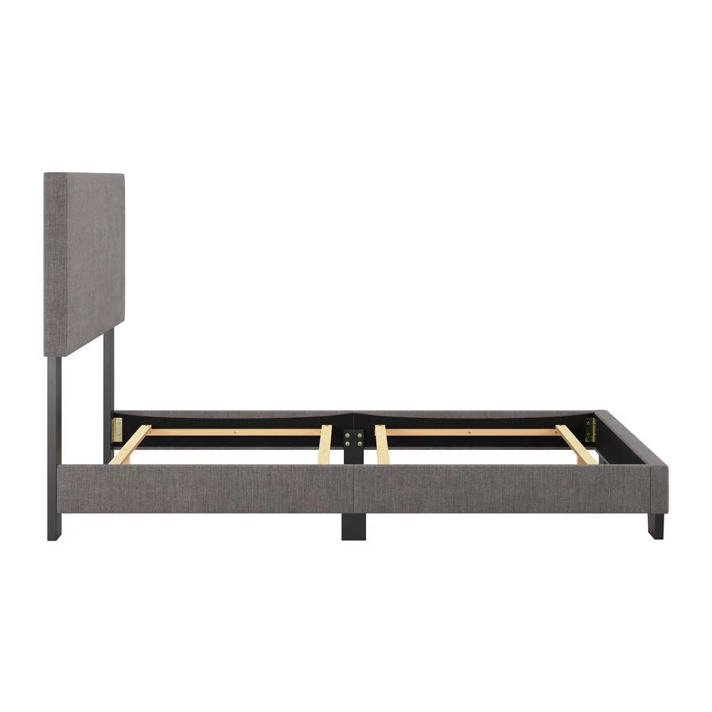 Gray Fabric Upholstered Twin Bed with Headboard H22095